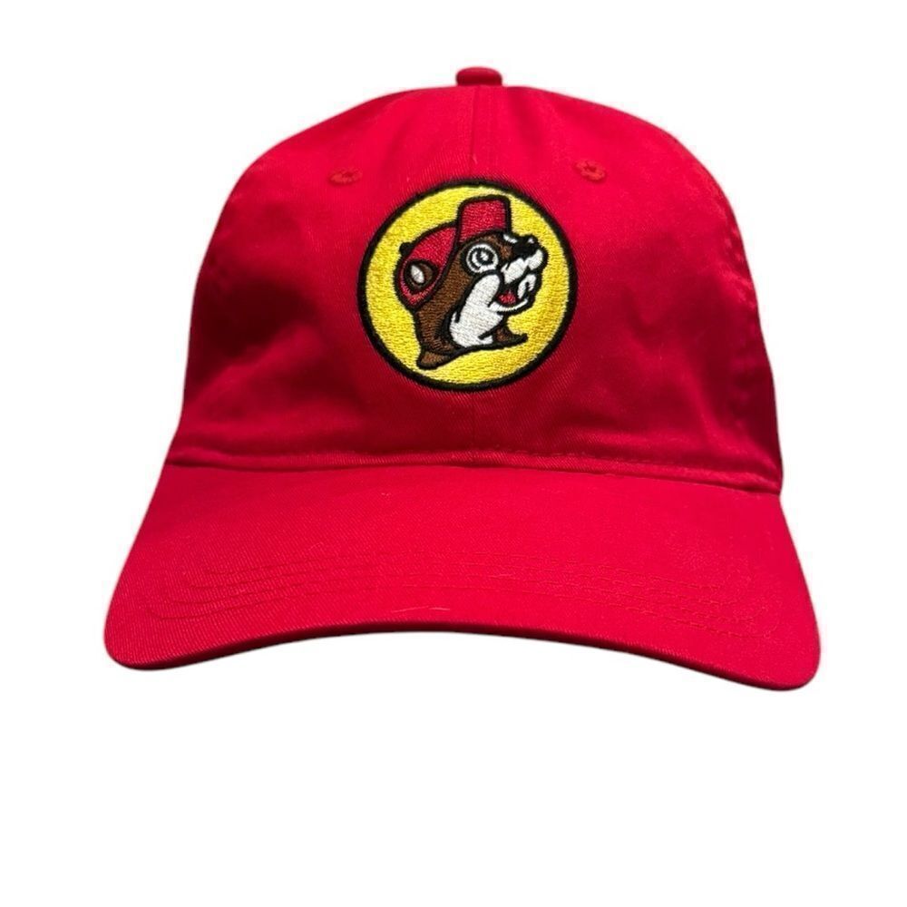 Buc-EE's Strapback Hat Baseball Cap Red Beaver Logo